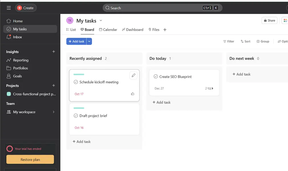 Asana Web/Desktop screenshot 3