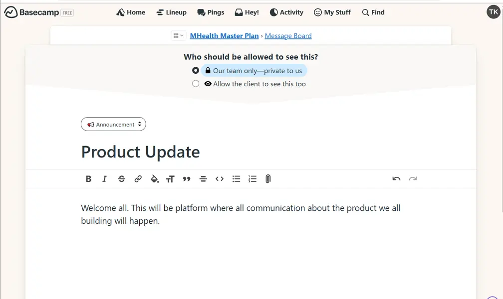 Basecamp Web/Desktop screenshot 3