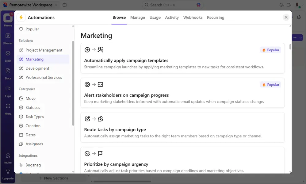 ClickUp Web/Desktop screenshot 1