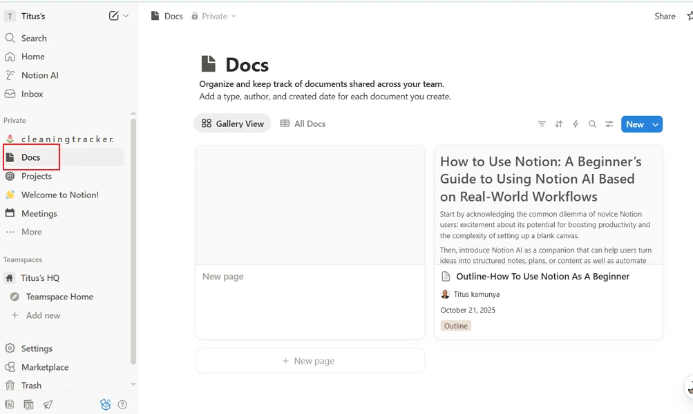 Notion Web/Desktop screenshot 1