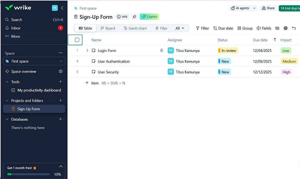 Wrike Web/Desktop screenshot 3